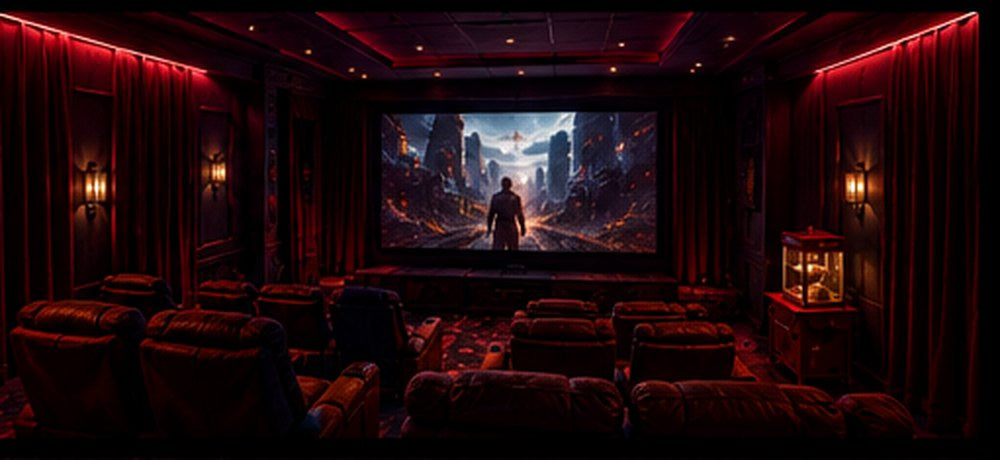 The Theater, private cinema with red lighting